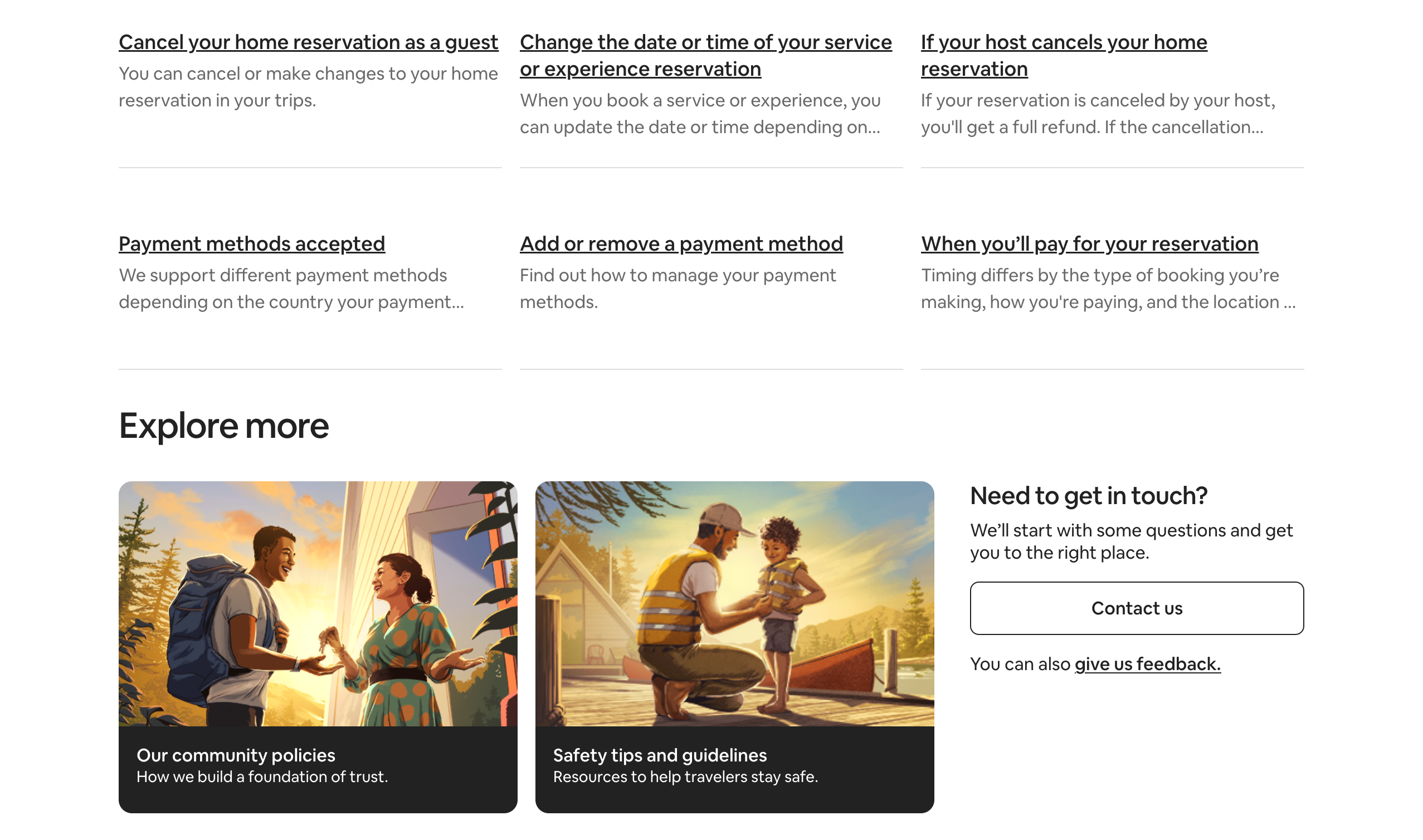 Screenshot of Airbnb's help center home page