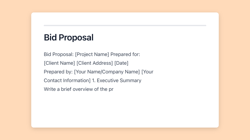 Preview of Bid Proposal template