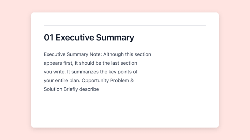 Preview of Business Plan template