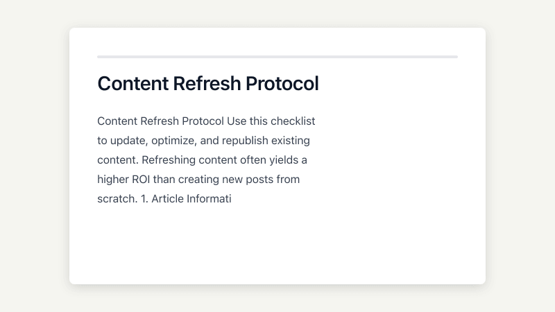 Preview of Content Refresh Checklist template