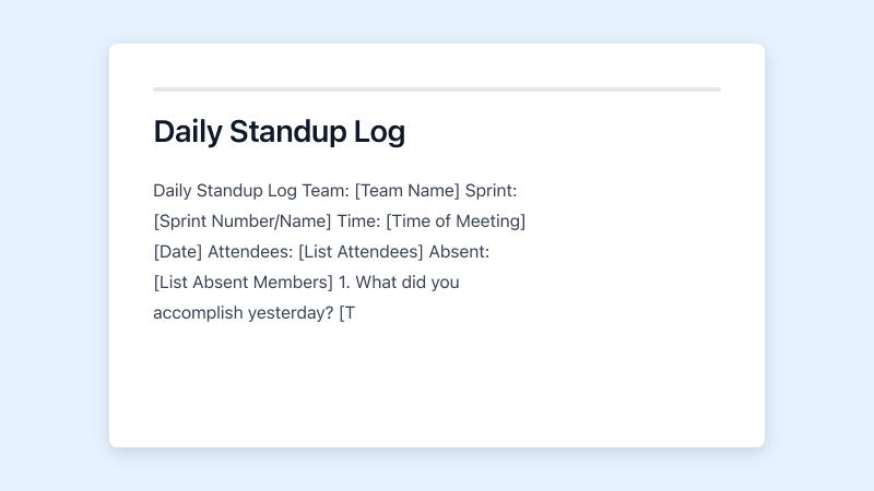 Preview of Daily Standup Notes template