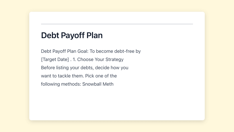 Preview of Debt Payoff Plan template