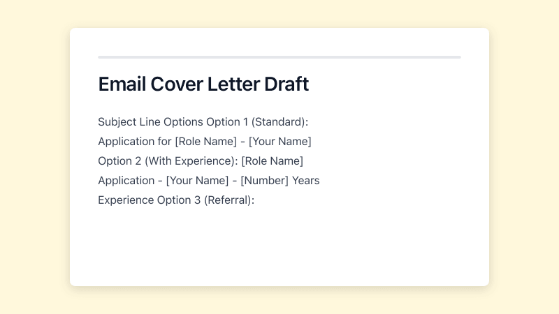 Preview of Email Cover Letter template