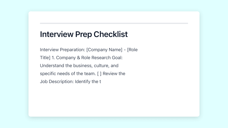Preview of Interview Prep Checklist template