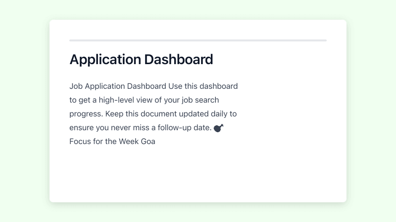 Preview of Job Application Tracker template