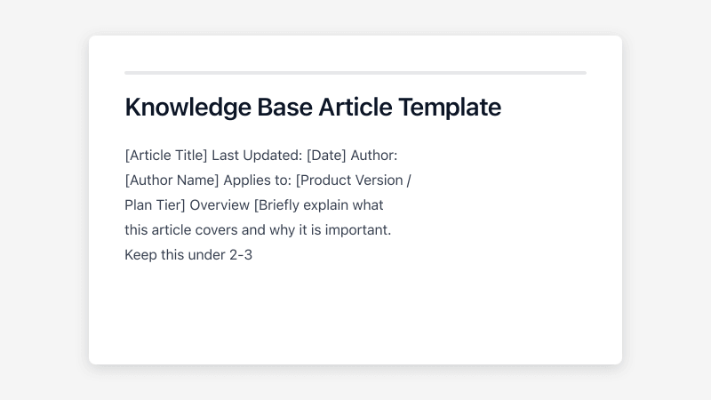 Preview of Knowledge Base Article template