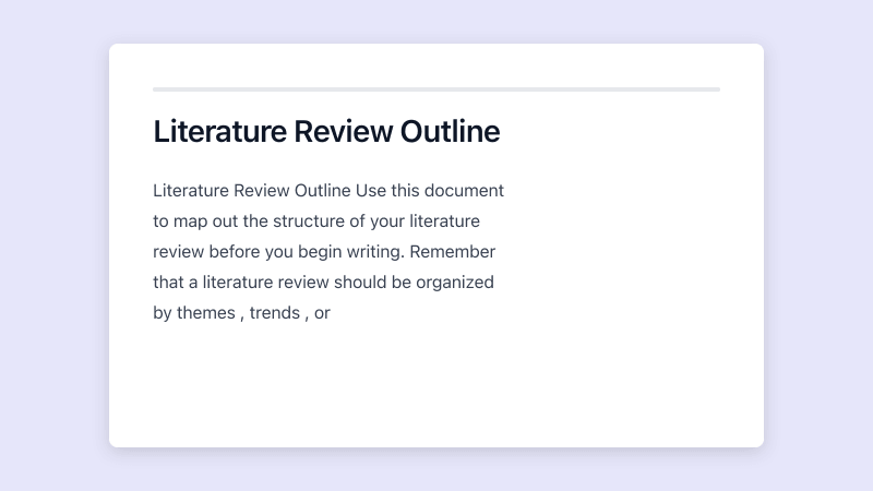 Preview of Literature Review Outline template