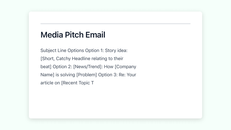Preview of Media Pitch Email template