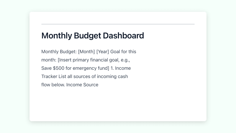 Preview of Monthly Budget Tracker template