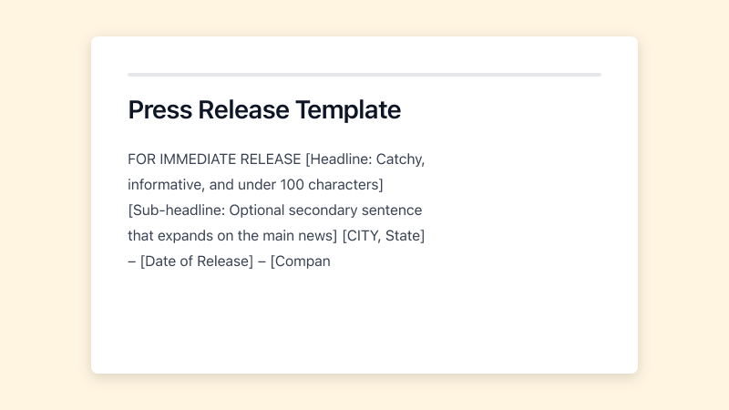 Preview of Official Press Release template
