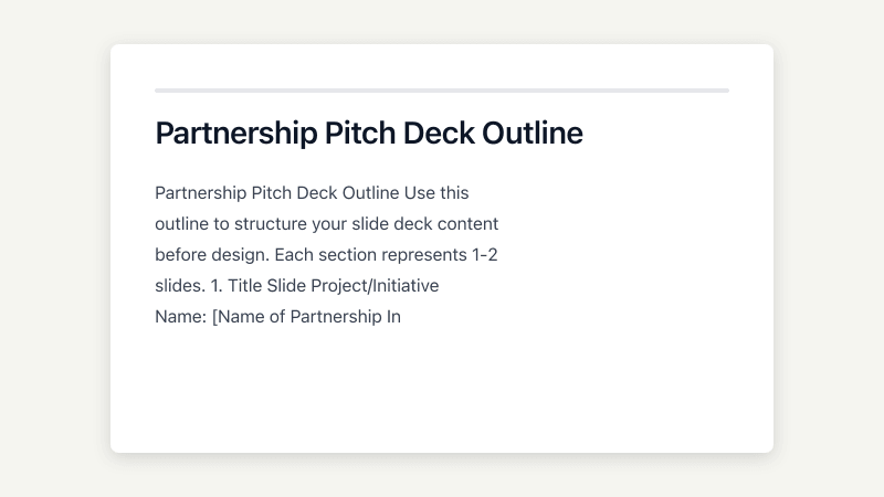Preview of Partnership Pitch Deck template
