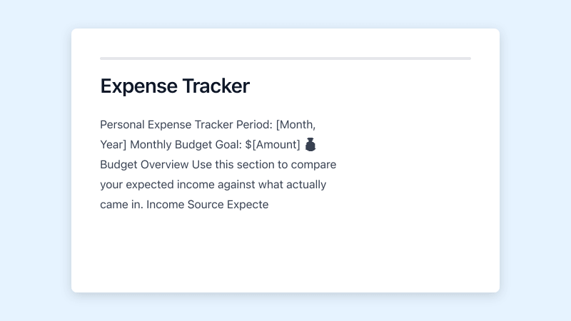 Preview of Personal Expense Tracker template