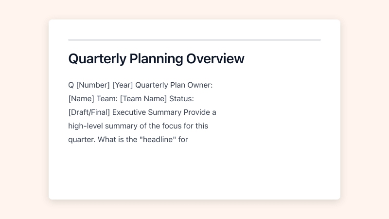 Preview of Quarterly Strategic Plan template