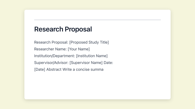 Preview of Research Proposal template