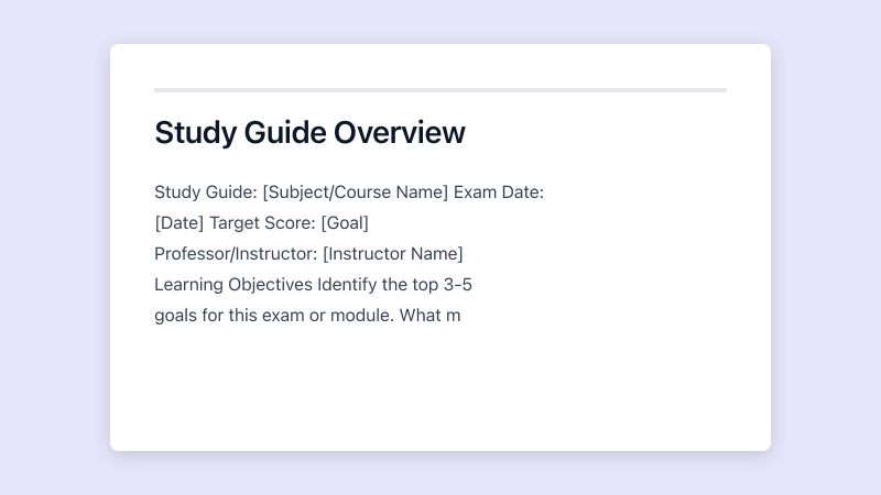 Preview of Study Guide template