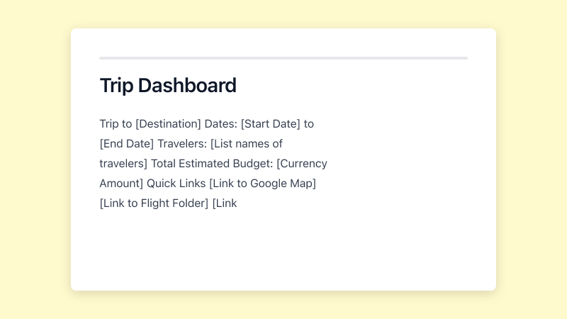 Preview of Trip Planner template