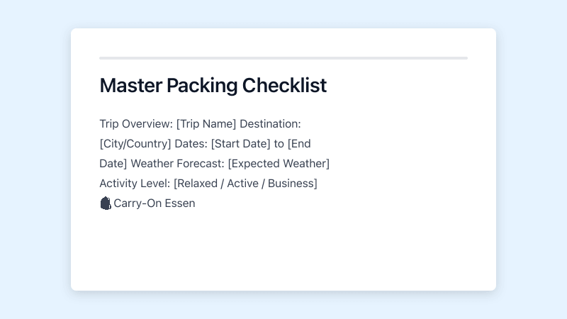 Preview of Ultimate Packing List template