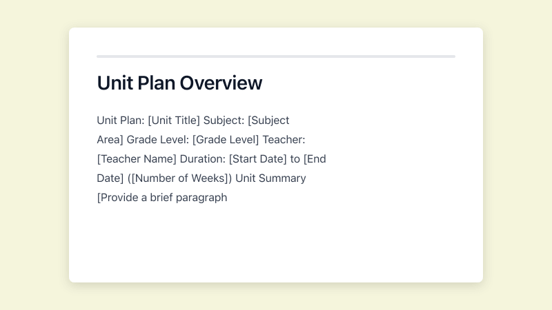 Preview of Unit Plan template