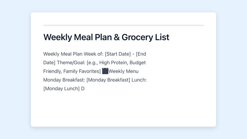 Preview of Weekly Meal Planner template