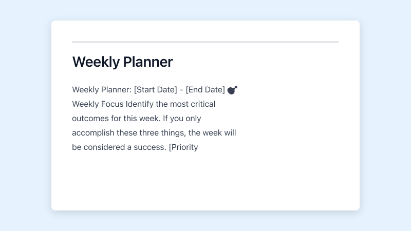 Preview of Weekly Planner template