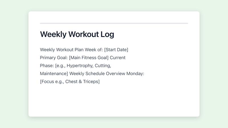 Preview of Weekly Workout Plan template