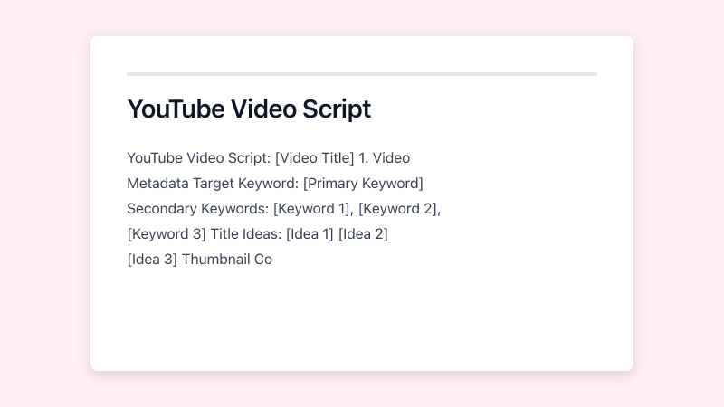 Preview of YouTube Script template